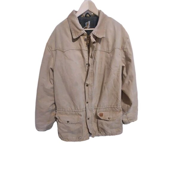 Vintage Carhartt Coat 3x Size 52 Tan Insulated Warm Utility Coat - Picture 1 of 16